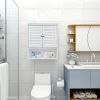 White Wall-Mount Bathroom Medicine Cabinet with Louver Doors and Storage Shelf