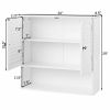 White Wall-Mount Bathroom Medicine Cabinet with Louver Doors and Storage Shelf