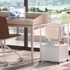 White Metal Wood Rolling File Cabinet with Open File Hanging Bar