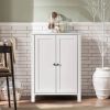 Bathroom Storage Cabinet with Adjustable Shelves in White Wood Finish