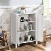 Bathroom Storage Cabinet with Adjustable Shelves in White Wood Finish