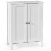 Bathroom Storage Cabinet with Adjustable Shelves in White Wood Finish