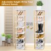 8 Tier Entryway Wooden Shoe Rack Vertical Shoe Shelf Stand Storage Organizer Small Space Saving Corner Shoe Tower Entryway Hallway Closet