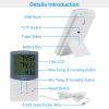 Digital Hygrometer Thermometer Indoor Outdoor 2-In-1 Room Temperature Humidity Monitor Meter w/ 2.8in LCD Display Room Greenhouse Pet Reptile Plant Ba