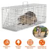 Humane Cat Trap Cage Catch Release Live Animal Rodent Cage Collapsible Galvanized Wire for Raccoons Beavers Groundhogs Foxes Armadillos