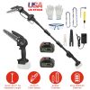 2-in-1 Cordless Pole Saw & Mini Chainsaw Electric Mini Chainsaw Length Adjustable Cordless Chain Saw with 2Pcs 3000mAh Batteries 4in/6in Chains for Tr