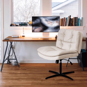 Large Size Armless Home Office Desk Chair Vanity Chair No Wheels