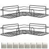 2Pcs Corner Shower Caddy Shelves Wall Mounted Basket Rack Bathroom Shampoo Holder Storage Organizer W/ 8Pcs Adhesive Hooks For Toilet Dorm Kitchen
