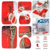 3 Pcs Christmas Bathroom Rugs Set Contour Non-slip Toilet Mats Absorbent Cozy Velvet Floor Carpets