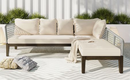 TOPMAX Modern 5-Person Outdoor Seating Group With Cushions Rope Waved Patio Sofa Set For Garden, Law