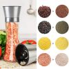 Stainless Steel Salt Pepper Grinder Tall Glass Sea Salt & Pepper Mill Shaker w/ Adjustable Coarseness