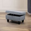 Grey Flannel Living Room Sofa Set Ottoman