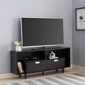Entertainment Stand, 60" TV Console Table with 2 Drawers and Open Shelving, Red Cocoa