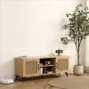 Oak TV Rattan Storage Cabinet Net - Perfect for Family Entertainment Room 51.2inch