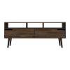 Oslo Tv Stand for TVÂ´s up 51"; Two Drawers; Four Legs; Three Open Shelves -Dark Walnut