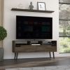 Oslo Tv Stand for TVÂ´s up 51"; Two Drawers; Four Legs; Three Open Shelves -Dark Walnut