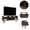 Oslo Tv Stand for TVÂ´s up 51"; Two Drawers; Four Legs; Three Open Shelves -Dark Walnut