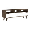 Oslo Tv Stand for TVÂ´s up 51"; Two Drawers; Four Legs; Three Open Shelves -Dark Brown / White