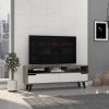 Oslo Tv Stand for TVÂ´s up 51"; Two Drawers; Four Legs; Three Open Shelves -Dark Brown / White