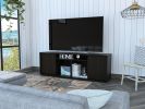 Prana Tv Stand fot TVÂ´s up 60" Four Shelves; Two Cabinets With Single Door -Black