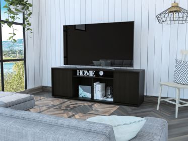 Prana Tv Stand fot TVÂ´s up 60" Four Shelves; Two Cabinets With Single Door -Black