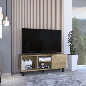 Tunez Tv Stand for TVÂ´s up 43" Three Open Shelves, One Cabinet -Light Oak
