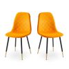 Orange Velvet Tufted Accent Chairs with Golden Color Metal Legs, Modern Dining Chairs for Living Room,Set of 2