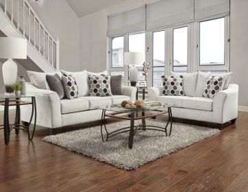 Camero Fabric Pillowback 2-Piece Living Room Set, Sofa and Loveseat, Silver