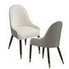 Modern Dining Chairs Set of 2 pcs Faux leather Dining Chair with Metal legs for Living Room/Dining Room/Reception Room(White+Gray)