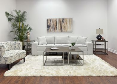 Padena 3-Piece Metal Frame Wood Living Room Coffee Table and 2 End Tables Set