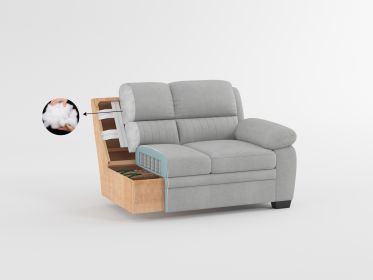 Modern Living Room 3pc Sofa Set Plush Comfort Sofa and Two Chair Set Blue Textured Fabric Channel Tufting Solid Wood Furniture