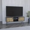 Huna Hairpin Legs TV Stand, Dual-Tone with 2 Doors and Open Shelves