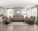 Plush Comfort Sofa Set 3pc Brown Microfiber Upholstered Tufted Details Reclining Sofa Loveseat Reclining Chair Plush Arms Modern Living Room Furniture