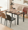 Dark Grey PU Leather Dining Chairs Living Room Chair Modern Kitchen Armless Side Chair with Metal Legs(Set of 4)