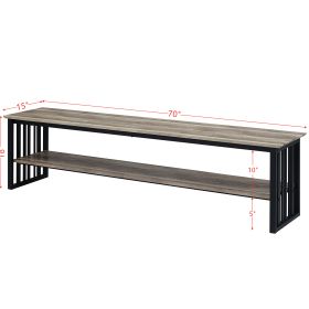 ACME Zudora TV Stand, Antique Oak & Black Finish LV01754