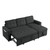 MH 78.5" Sleeper Sofa Bed Reversible Sectional Couch with Storage Chaise and Side storage bag for Small Space Living Room Furniture Set