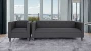 Bennet Black Chair and Sofa Set for Living Room, Modern DÃ©cor Couch Sets for Living Room, Bedrooms with Solid Wood Frame (Polyester Nylon)