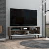Tv Stand for TVÂ´s up 52", Three Open Shelves, Two Flexible Drawers, Dark Walnut / White