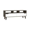 Tv Stand for TVÂ´s up 52", Three Open Shelves, Two Flexible Drawers, Dark Walnut / White