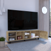 Conquest Tv Stand for TVÂ´s up 70", Four Open Shelves, Five Legs, Light Oak