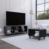 Carter 2 Piece Living Room Set, Streamlined with TV Stand and Coffee Table, Black