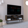 Tv Stand for TVÂ´s up 52", Three Open Shelves, Two Flexible Drawers, Dark Walnut