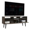 Tv Stand for TVÂ´s up 52", Three Open Shelves, Two Flexible Drawers, Dark Walnut
