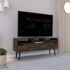 Tv Stand for TVÂ´s up 52", Three Open Shelves, Two Flexible Drawers, Dark Walnut