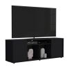 Tv Stand for TVÂ´s up 55", Two Cabinets With Single Door, Four Shelves, Black