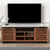 Bridgevine Home Graceland 85 inch TV Stand Console for TVs up to 95 inches, No Assembly Required, Black with Bourbon finish