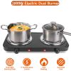 2000W Electric Double Burner Portable Coil Heating Hot Plate Stove Countertop RV Hotplate with Non Slip Rubber Feet 5 Temperature Adjustments