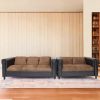Faux Leather and Chenille Loveseat and Sofa Set for Living Room, Modern DÃ©cor Couch Sets for Living Room, Bedrooms with Solid Wood Frame (Brown)