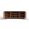 Bridgevine Home Graceland 85 inch TV Stand Console for TVs up to 95 inches, No Assembly Required, Black with Bourbon finish