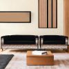 Black Velvet Loveseat and Sofa Set for Living Room with Leopard Print, Modern DÃ©cor Couch Sets for Living Room, Bedrooms with Solid Wood Frame